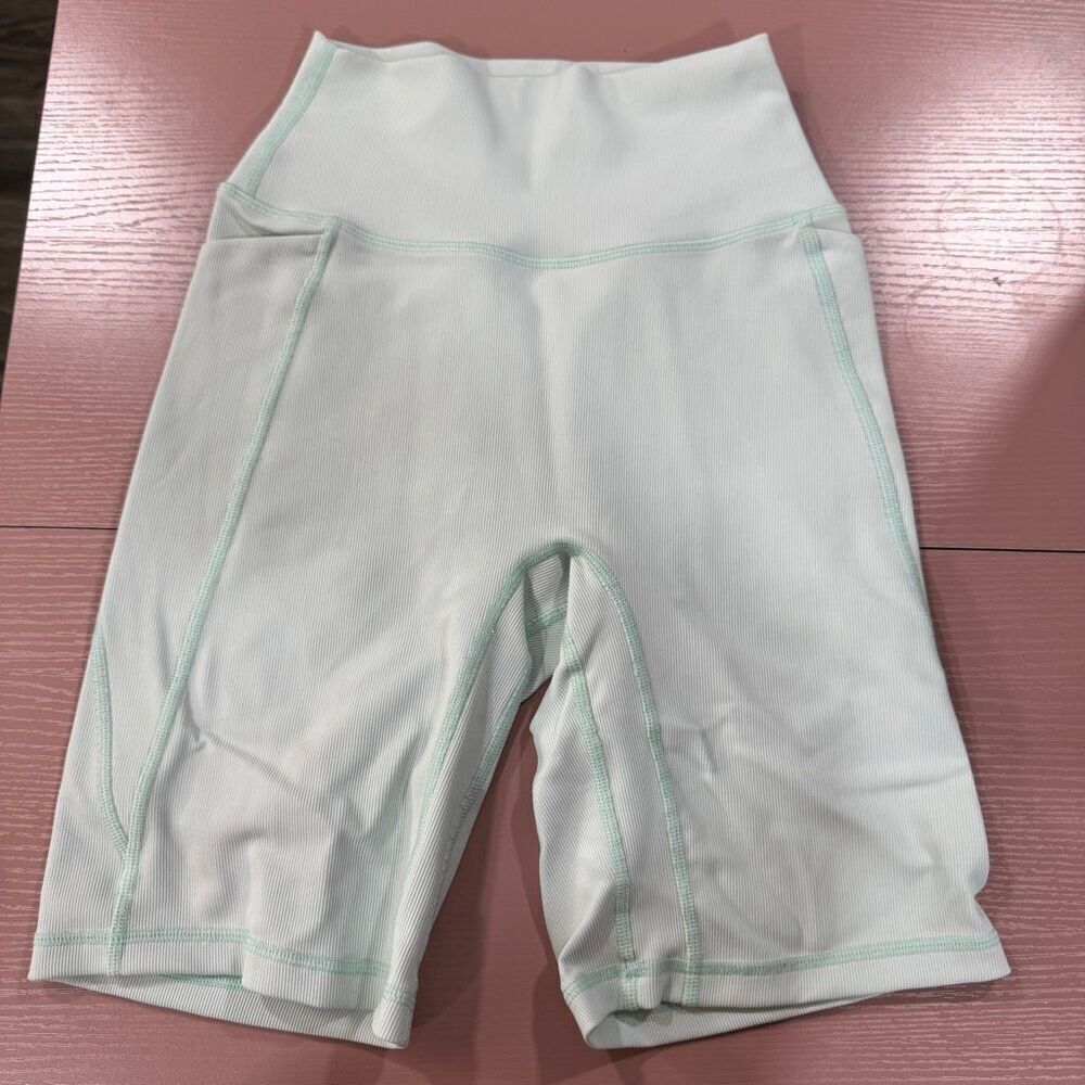 Senita Light Blue Ribbed Biker Shorts XS